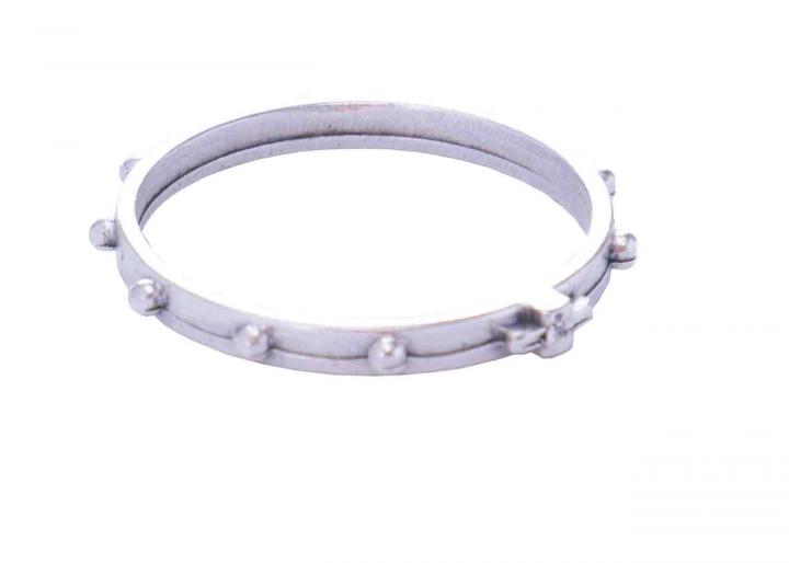 Rózsafüzér gyűrű, ezüst színben, 21 mm-es
