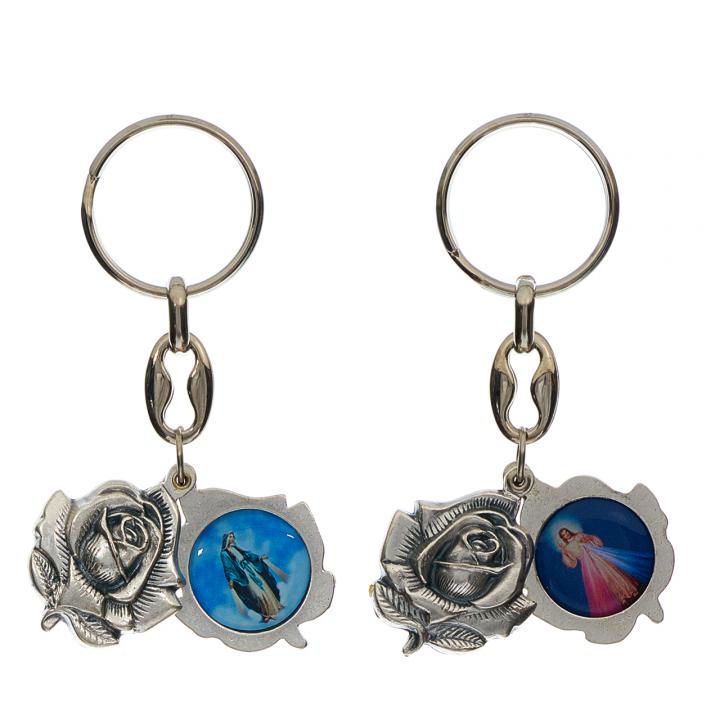 Kulcstartó, színes képekkel, rózsás