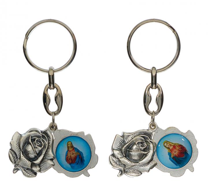 Kulcstartó, színes képekkel, rózsás