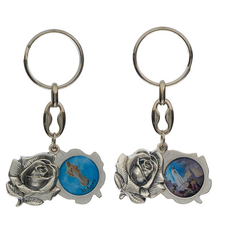 Kulcstartó, színes képekkel, rózsás