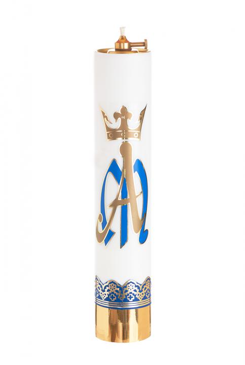 Olajgyertya - Ave Maria, fehér, állítható kanócos, 31 cm-es