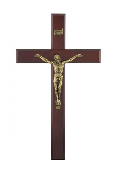  Fali fa feszület sötétbarna színben, 42 cm-es