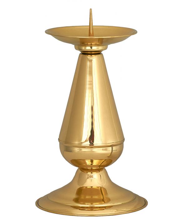 Oltárra való gyertyatartó arany színben, 22 cm magas