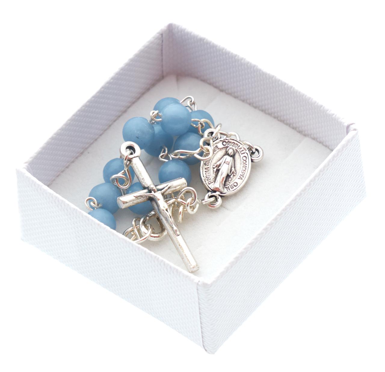 Angelit ásvány 1-tizedes rózsafüzér