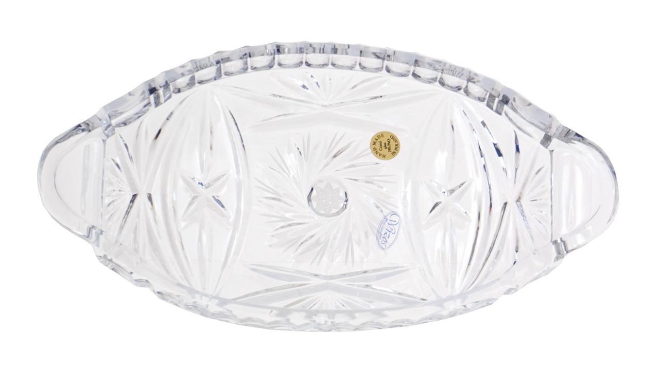 Ólomkristály tálca ólomkristály ampolnához, 13 cm x 24,5 cm