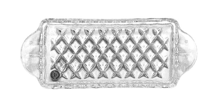 Ólomkristály tálca ólomkristály ampolnához, 8,5 cm x 21 cm