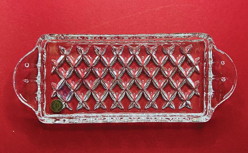 Ólomkristály tálca ólomkristály ampolnához, 8,5 cm x 21 cm