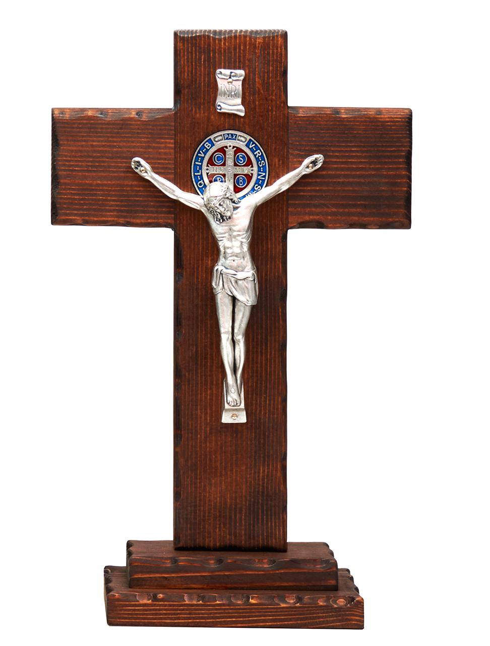 Álló Szent Benedek feszület, 38 cm