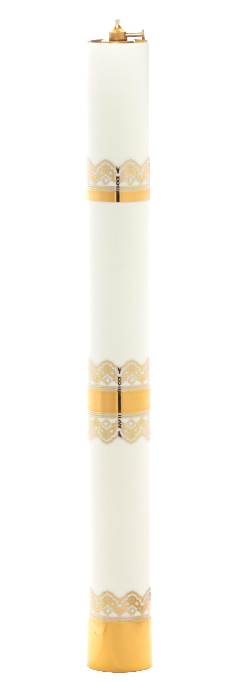 Olajgyertya, fehér, állítható kanócos, 60 cm magas, 63 mm széles