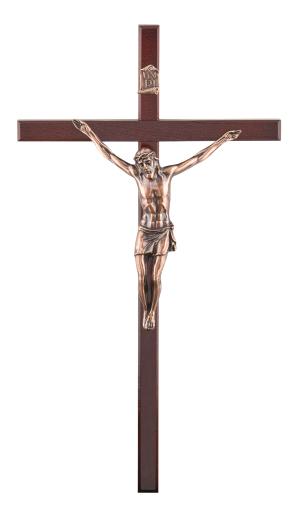 Fali fa feszület barna színben, 45 cm-es