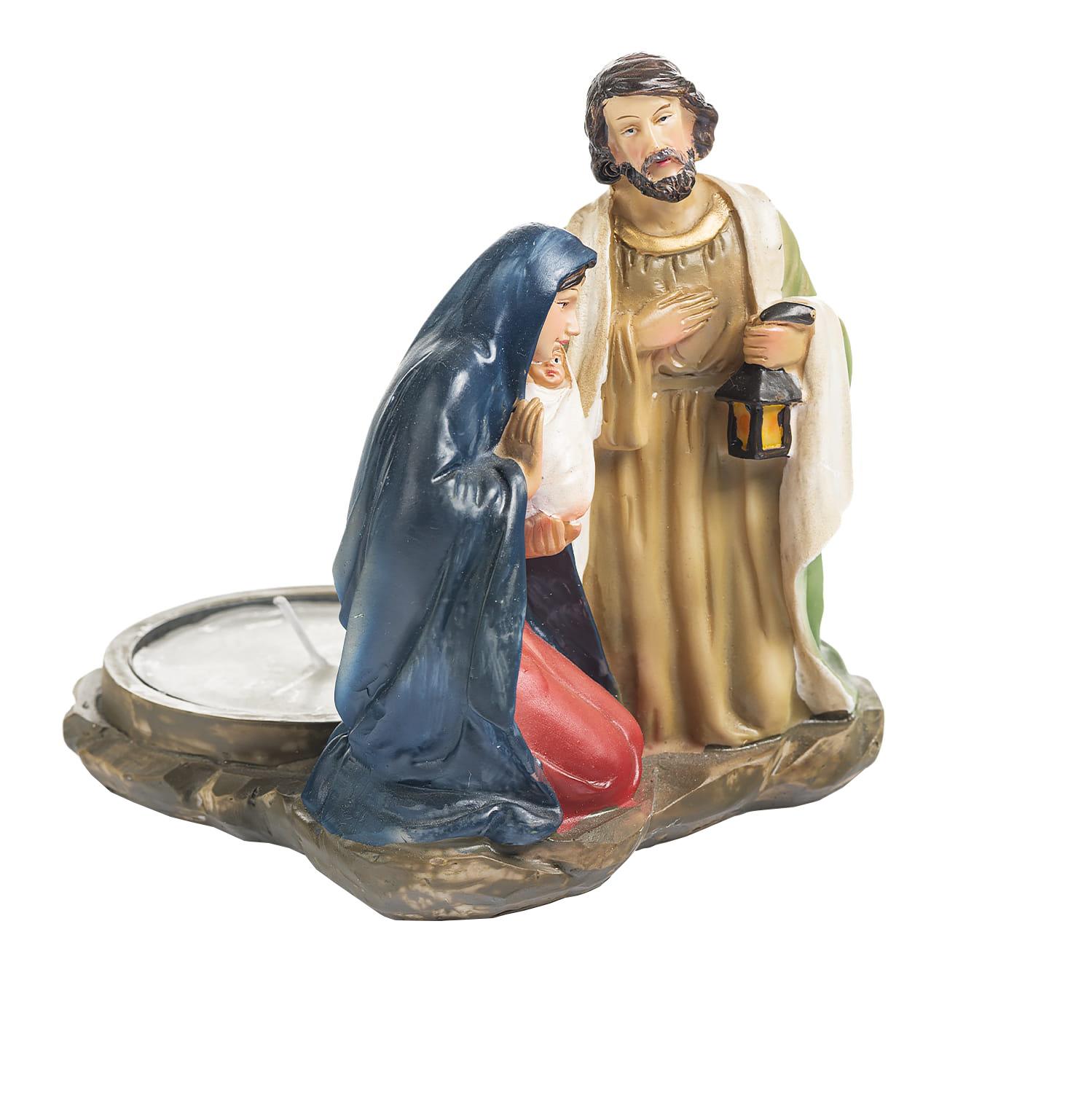 Betlehem, 3 alakos, 7,5 cm-es, mécsestartóval