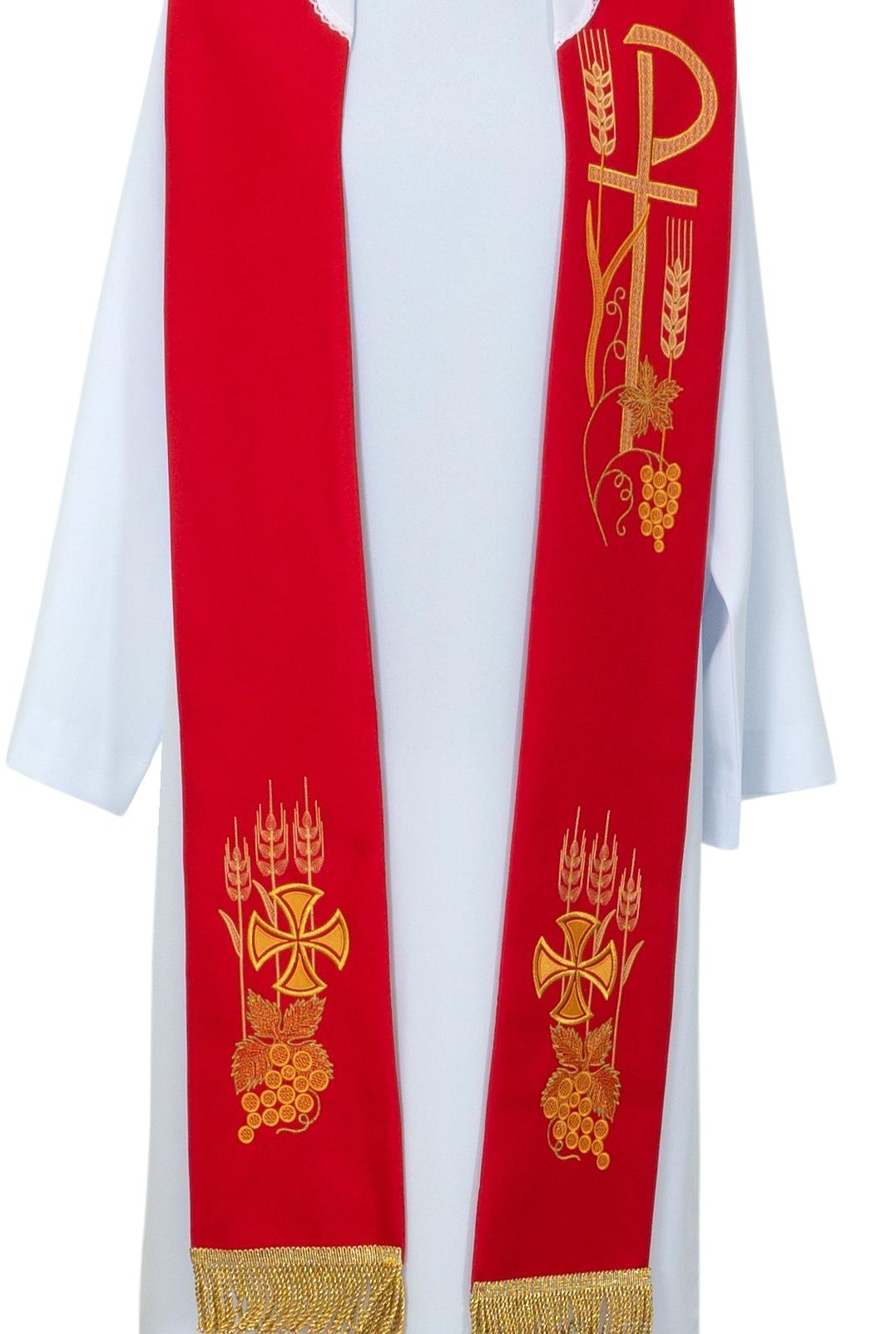 Stóla (piros) PAX hímzéssel, stólavédővel, rojttal