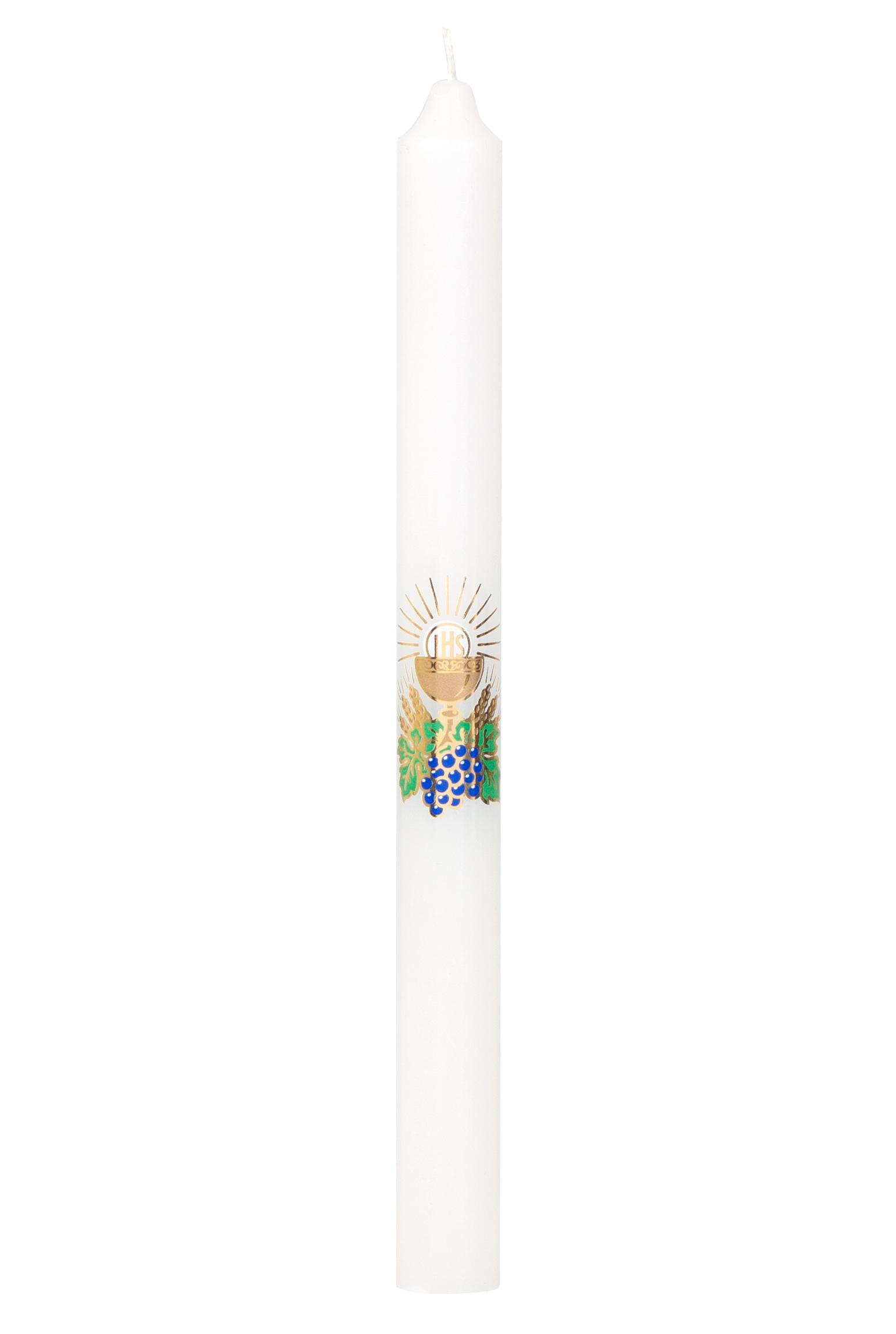 Gyertyák Gyertya Elsőáldozási díszítéssel, fehér, 2 cm x 21 cm-es