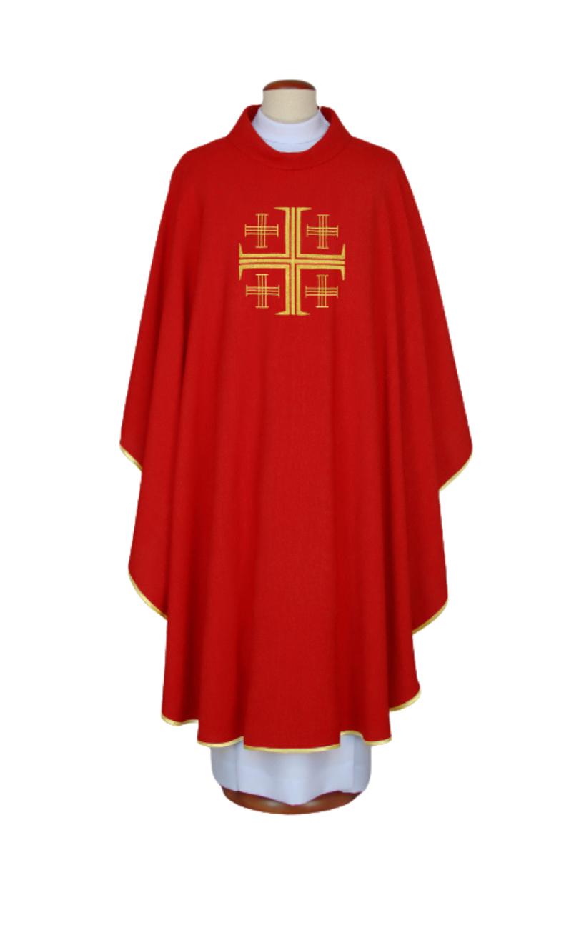 Miseruha (piros) jeruzsálemi kereszt hímzéssel, stólával