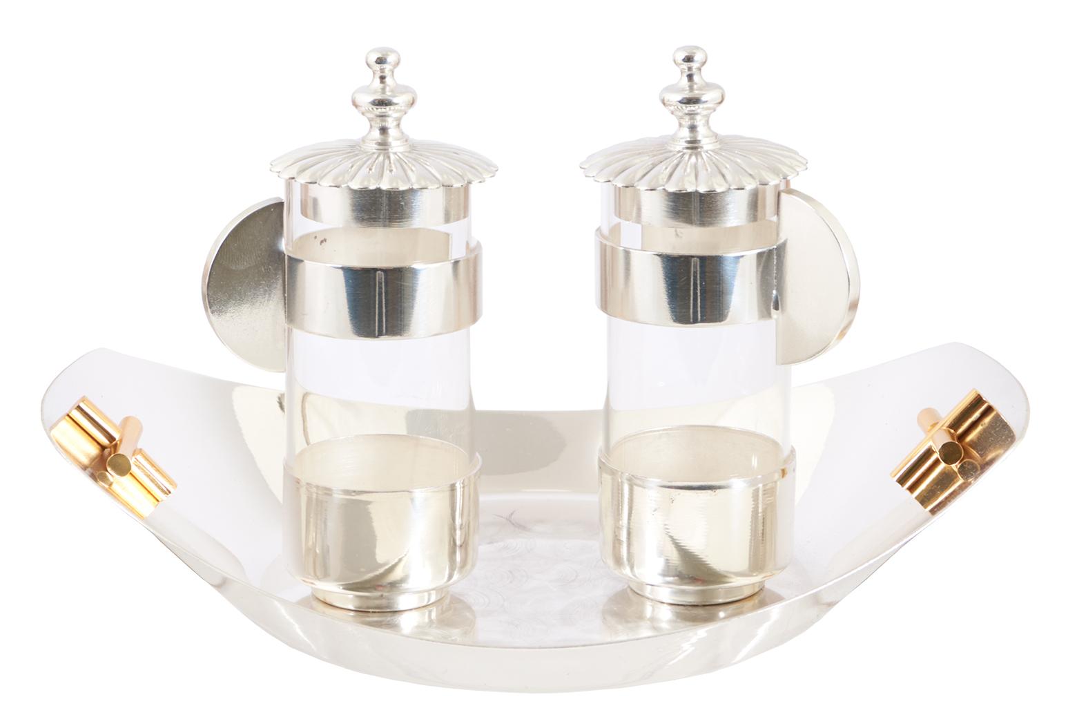 Ezüstözött ampolna készlet tálcával (75 ml)
