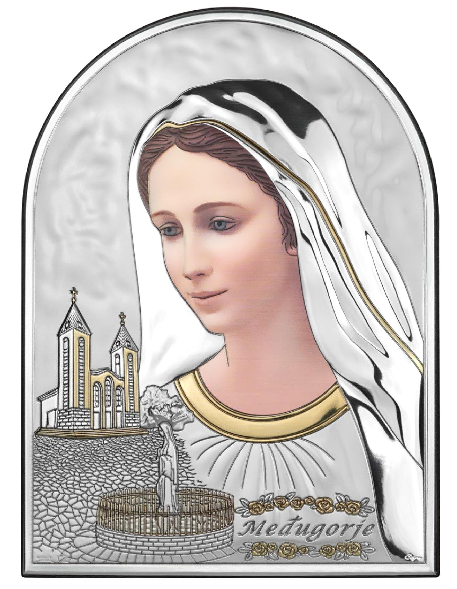 ezust-bevonatos-medjugorjei-maria-kep-11-cm-x-15-cm
