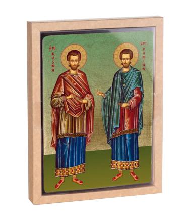 Szent Kozma és Szent Damján ikon, 17 cm x 23 cm