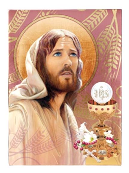 Jézus elsőáldozó emlék ikon, 12 cm x 16 cm