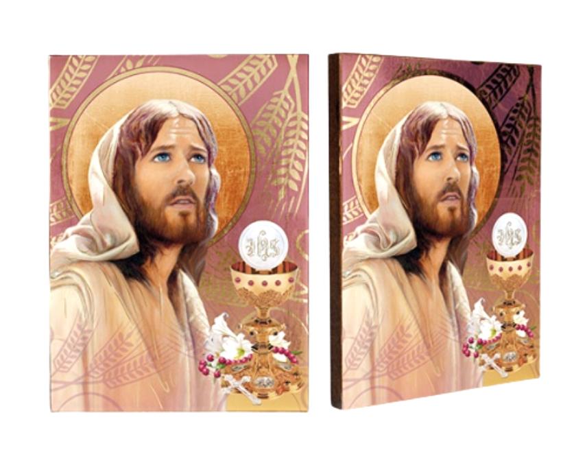 Jézus elsőáldozó emlék ikon, 12 cm x 16 cm