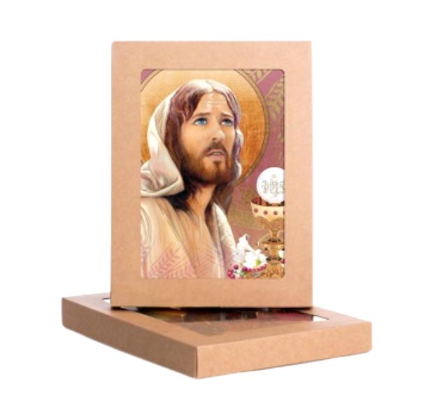 Jézus elsőáldozó emlék ikon, 12 cm x 16 cm