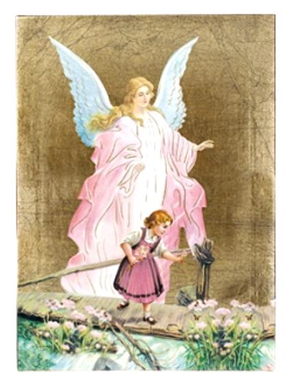 Őrzőangyal kislány ikon, 12 cm x 16 cm