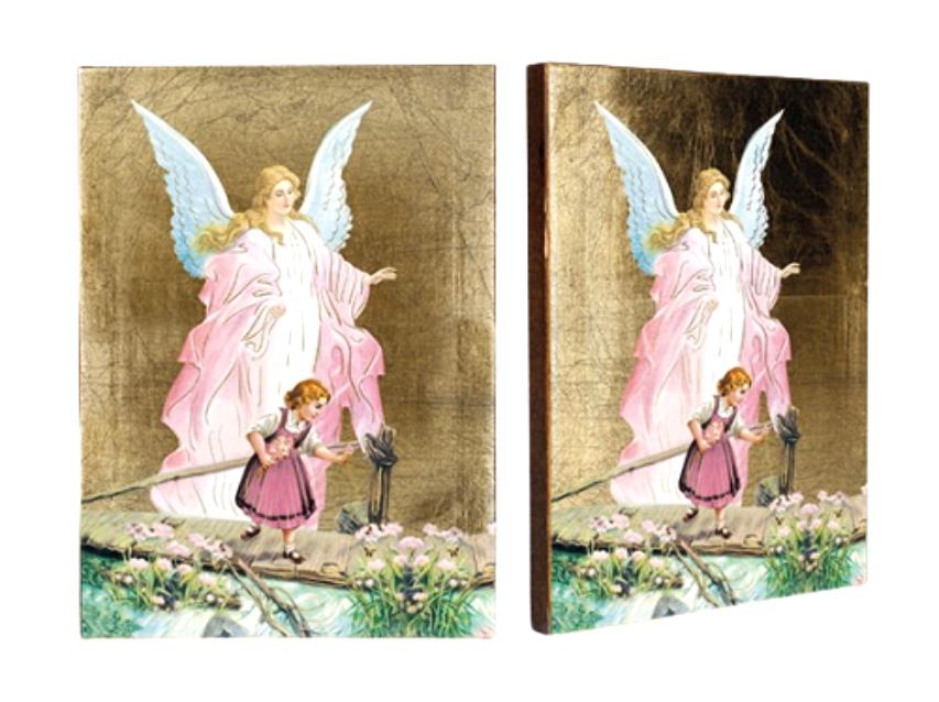 Őrzőangyal kislány ikon, 12 cm x 16 cm