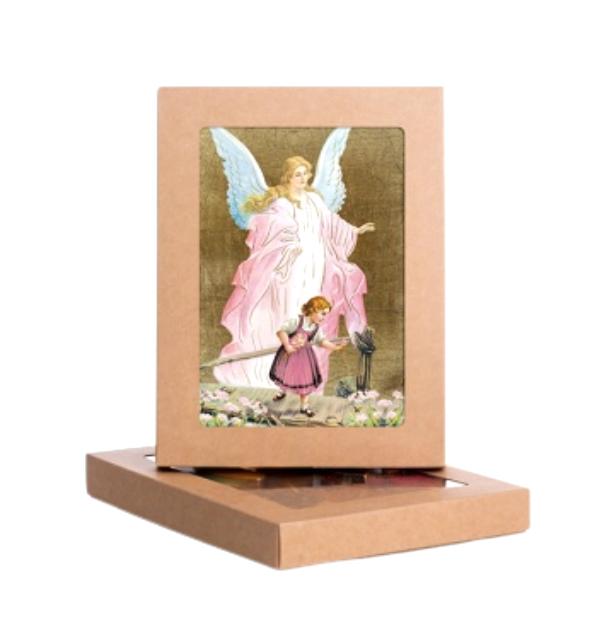 Őrzőangyal kislány ikon, 12 cm x 16 cm