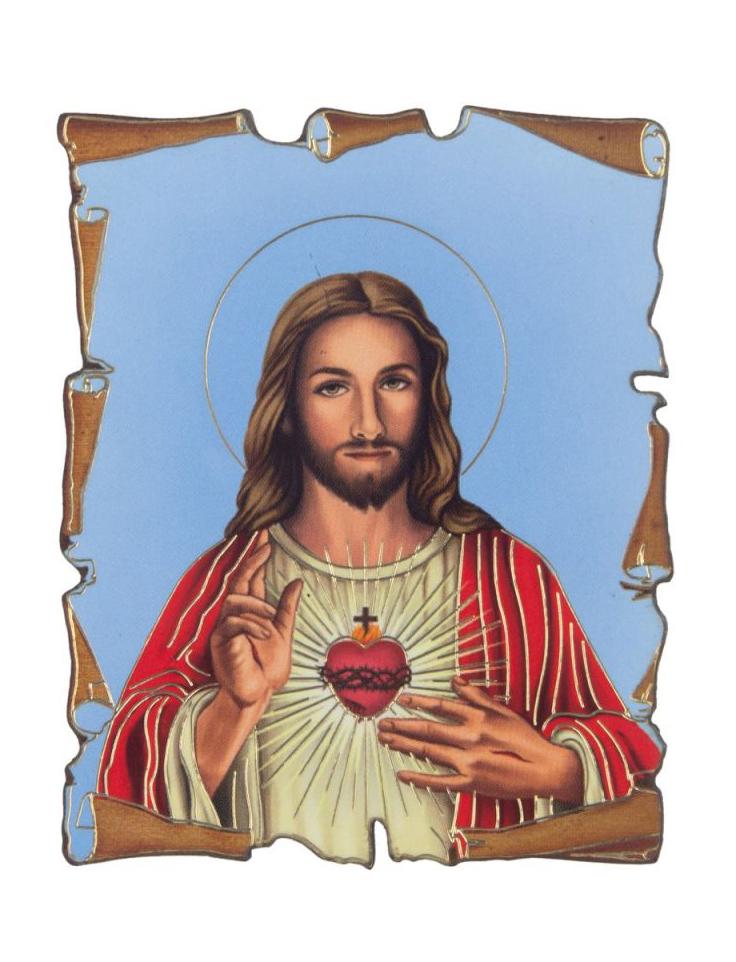 Hűtőmágnes, Jézus Szíve, 6 cm x 7,5 cm