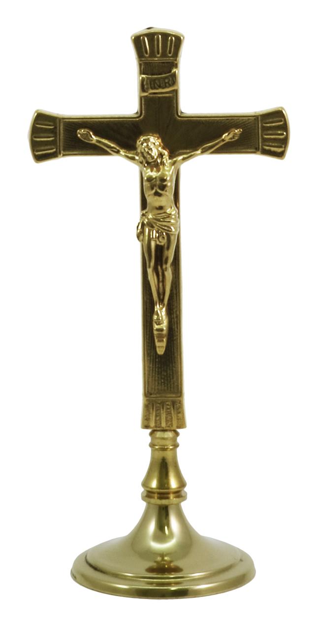 Oltárkereszt két gyertyatartóval, 25,5 cm magas