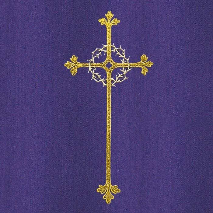 Miseruha (lila) kereszt és töviskorona díszítéssel, stólával